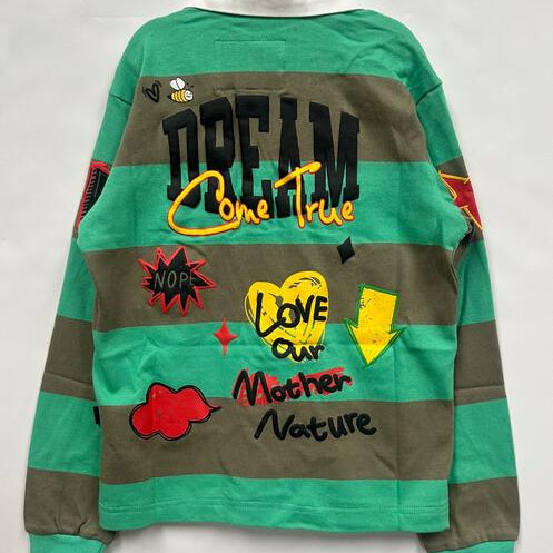 MATRI Kid's Long Sleeve Polo Shirt With Heavy Print Effects & Patch Works - Love to KleepKid's Polo ShirtKLEEPLove to Kleep