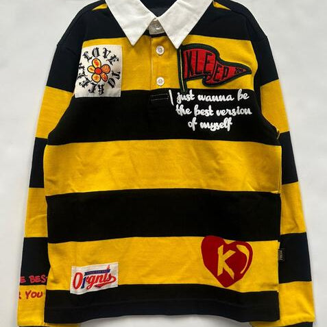 LOOMIE Kid's Long Sleeve Polo Shirt With Heavy Print Effects & Patch Works - Love to KleepKid's Polo ShirtKLEEPLove to Kleep