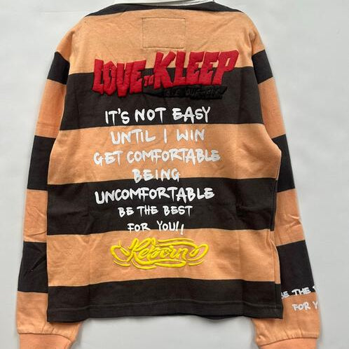 SEPIA Kid's Long Sleeve Polo Shirt With Heavy Print Effects & Patch Works - Love to KleepKid's Polo ShirtKLEEPLove to Kleep