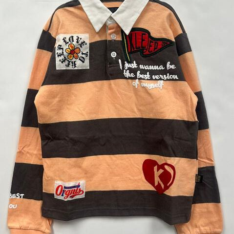 SEPIA Kid's Long Sleeve Polo Shirt With Heavy Print Effects & Patch Works - Love to KleepKid's Polo ShirtKLEEPLove to Kleep