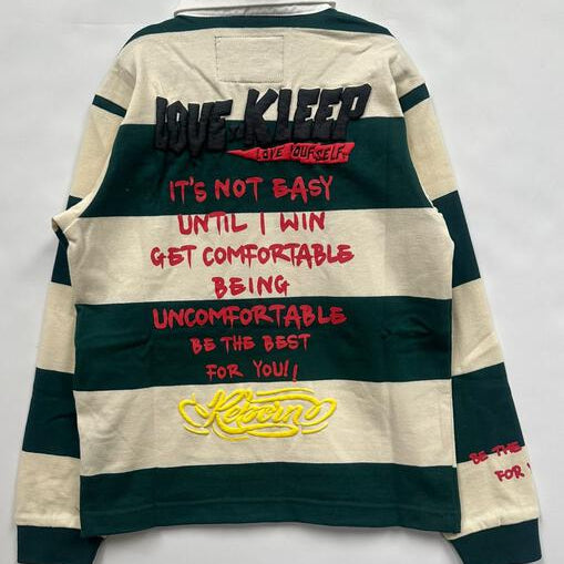 SAGE Kid's Long Sleeve Polo Shirt With Heavy Print Effects & Patch Works - Love to KleepKid's Polo ShirtKLEEPLove to Kleep