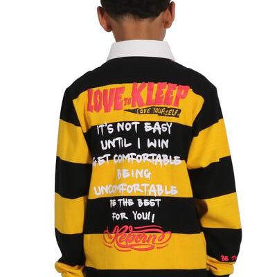 LOOMIE Kid's Long Sleeve Polo Shirt With Heavy Print Effects & Patch Works - Love to KleepKid's Polo ShirtKLEEPLove to Kleep