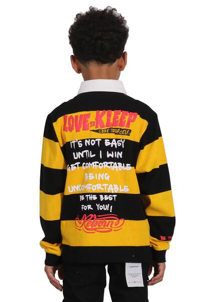 LOOMIE Kid's Long Sleeve Polo Shirt With Heavy Print Effects & Patch Works - Love to KleepKid's Polo ShirtKLEEPLove to Kleep