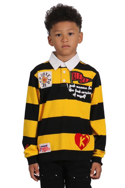 LOOMIE Kid's Long Sleeve Polo Shirt With Heavy Print Effects & Patch Works - Love to KleepKid's Polo ShirtKLEEPLove to Kleep