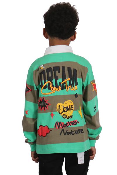 MATRI Kid's Long Sleeve Polo Shirt With Heavy Print Effects & Patch Works - Love to KleepKid's Polo ShirtKLEEPLove to Kleep
