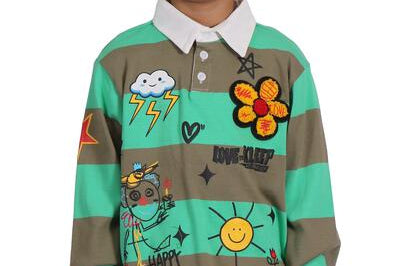 MATRI Kid's Long Sleeve Polo Shirt With Heavy Print Effects & Patch Works - Love to KleepKid's Polo ShirtKLEEPLove to Kleep
