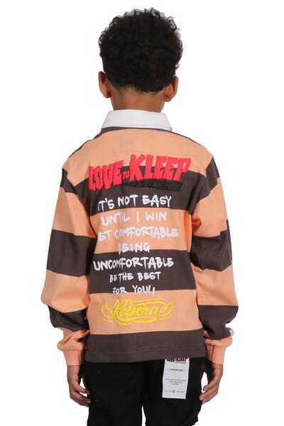 SEPIA Kid's Long Sleeve Polo Shirt With Heavy Print Effects & Patch Works - Love to KleepKid's Polo ShirtKLEEPLove to Kleep