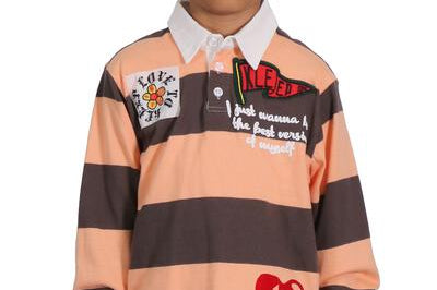 SEPIA Kid's Long Sleeve Polo Shirt With Heavy Print Effects & Patch Works - Love to KleepKid's Polo ShirtKLEEPLove to Kleep