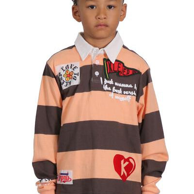 SEPIA Kid's Long Sleeve Polo Shirt With Heavy Print Effects & Patch Works - Love to KleepKid's Polo ShirtKLEEPLove to Kleep