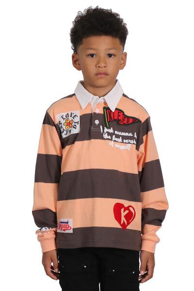 SEPIA Kid's Long Sleeve Polo Shirt With Heavy Print Effects & Patch Works - Love to KleepKid's Polo ShirtKLEEPLove to Kleep