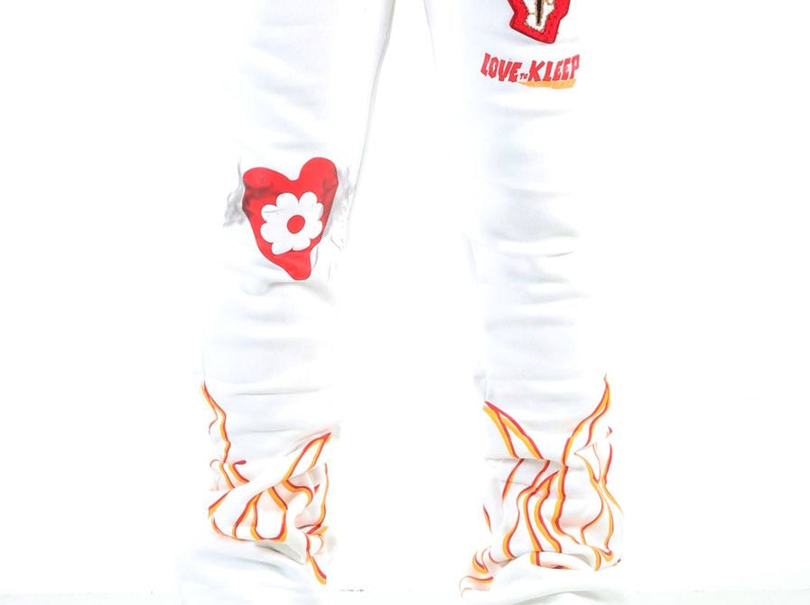 FROST Heavy weight brushed graphic skinny flare stacked pants - Love to KleepMen's SweatpantsKLEEPLove to Kleep