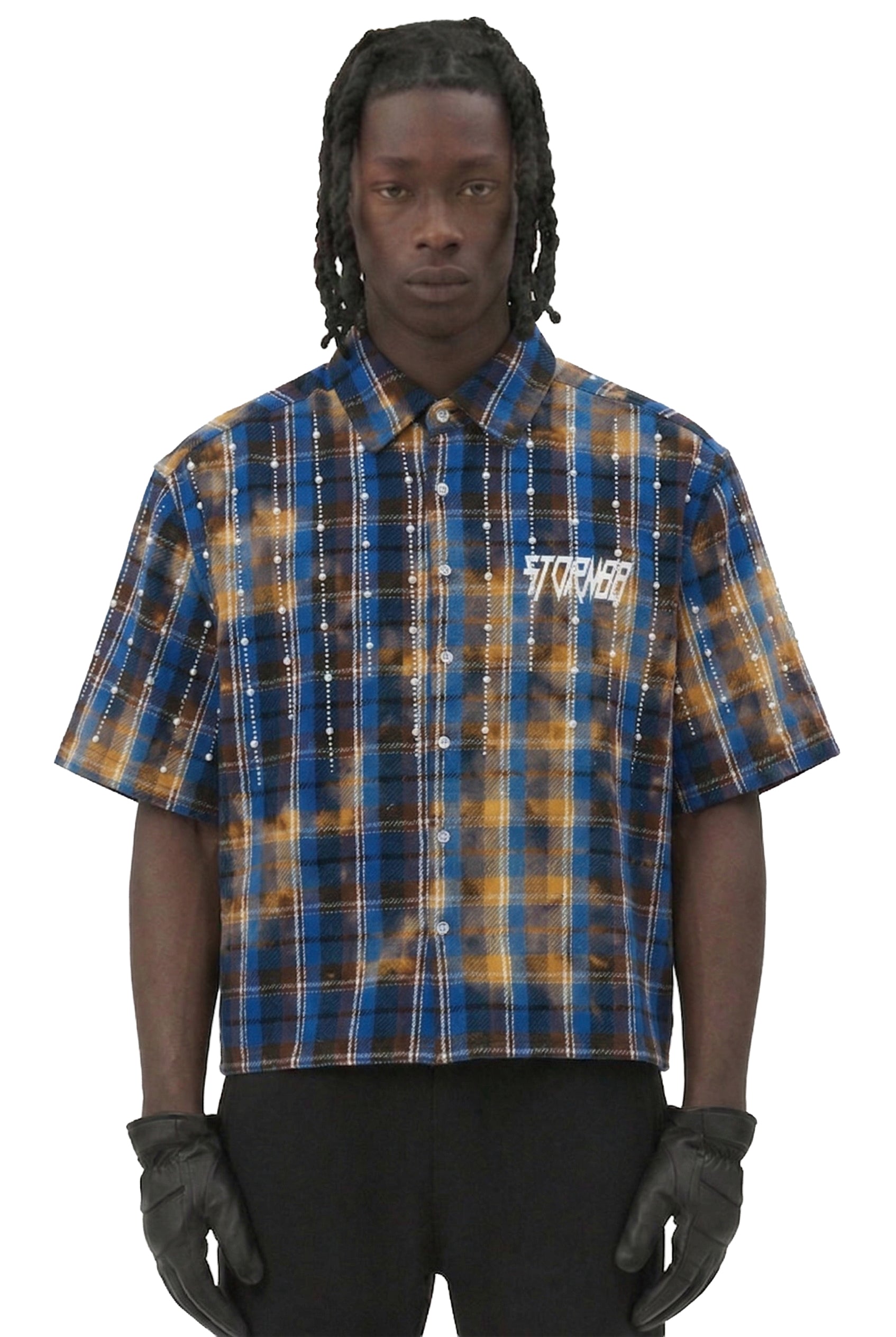 STORM88 MARIO Washed Flannel Crop Top Button Down Shirt – Love to