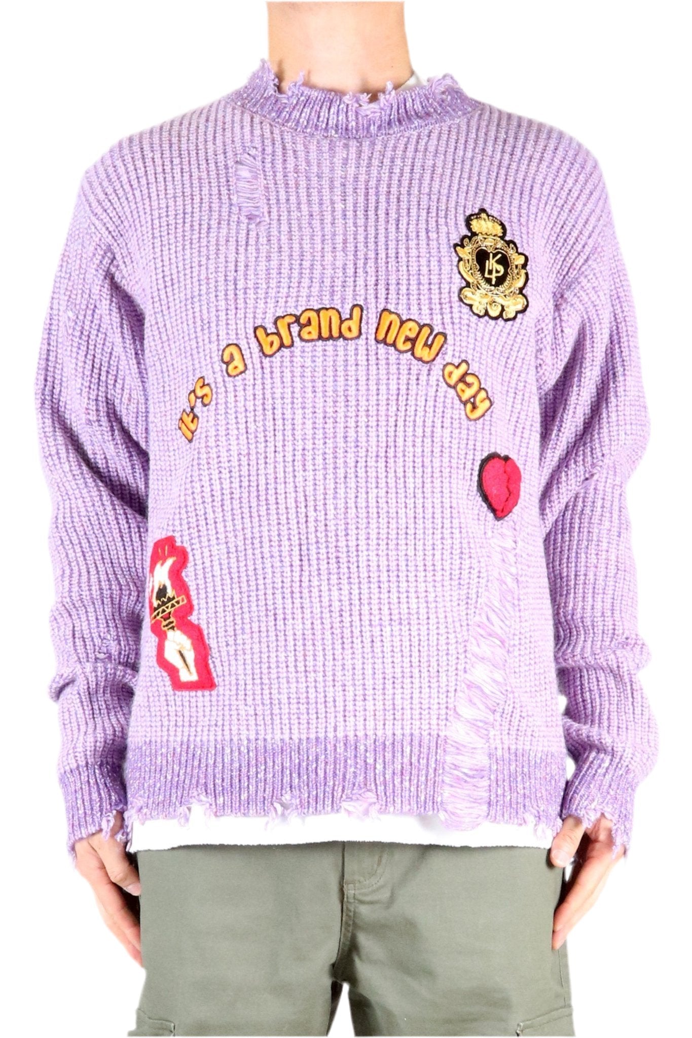 RODRI Heavy Gauge Ripped Knit Sweater with patches - Love to KleepMen's SweaterKLEEPLove to Kleep