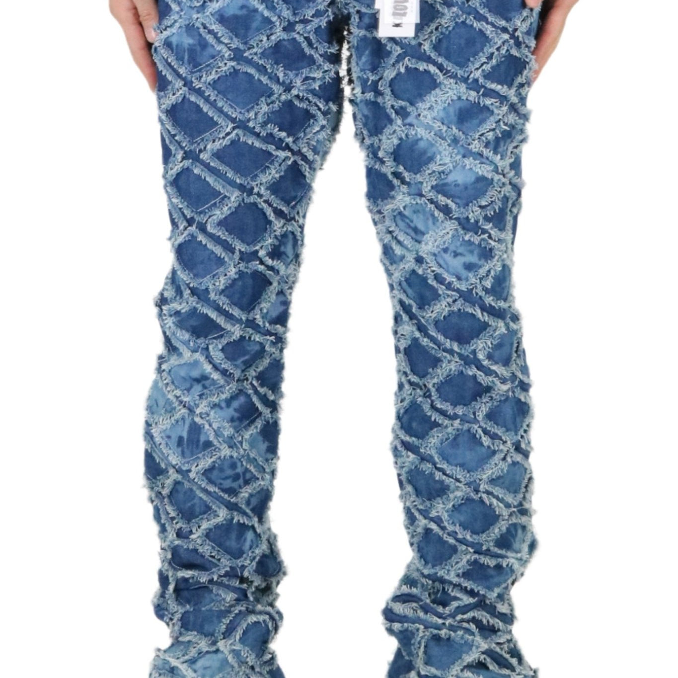 HYDRA Men's premium rip&repair flare stacked fit quilted denim pants - Love to KleepMen's PantsKLEEPLove to Kleep