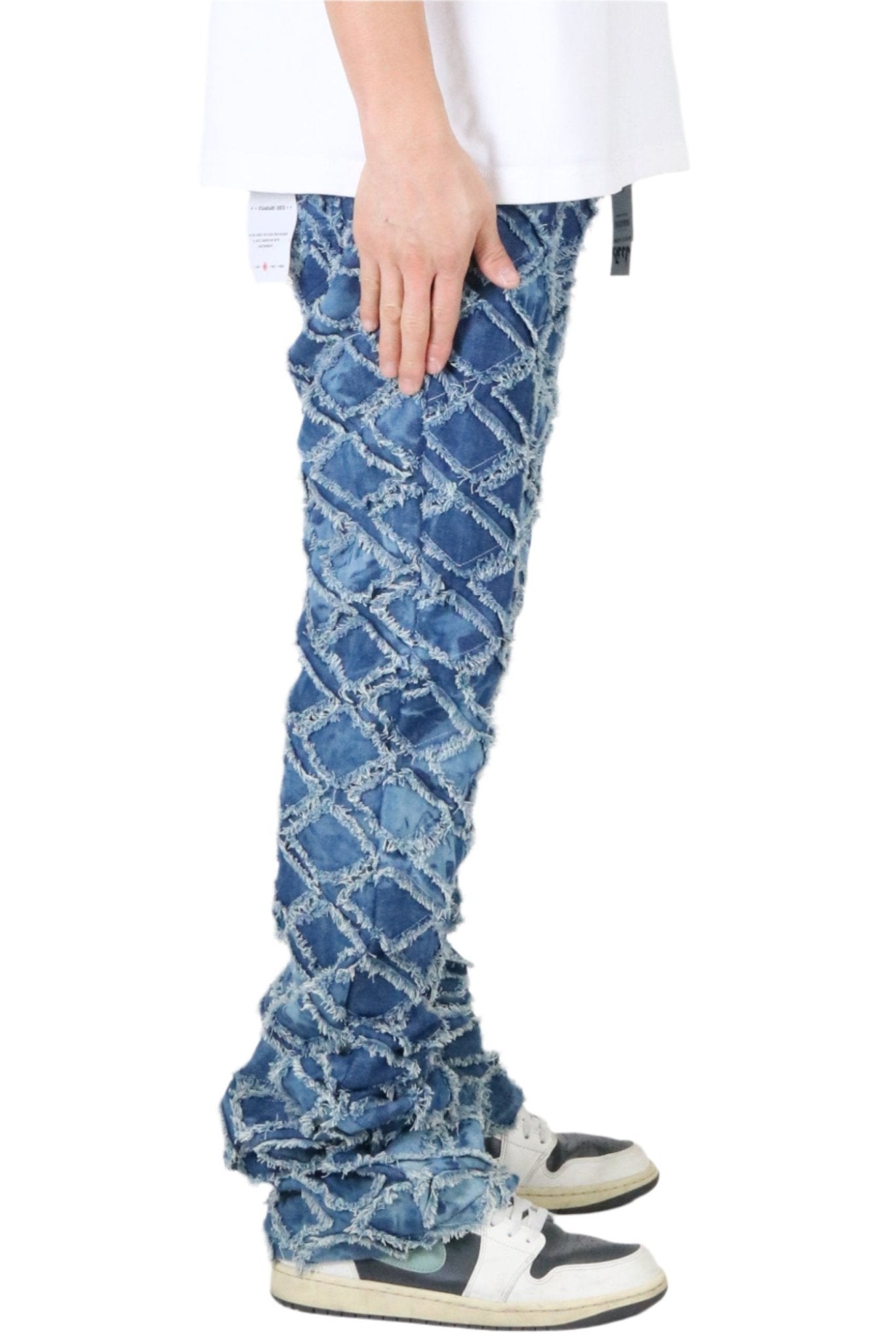 HYDRA Men's premium rip&repair flare stacked fit quilted denim pants - Love to KleepMen's PantsKLEEPLove to Kleep