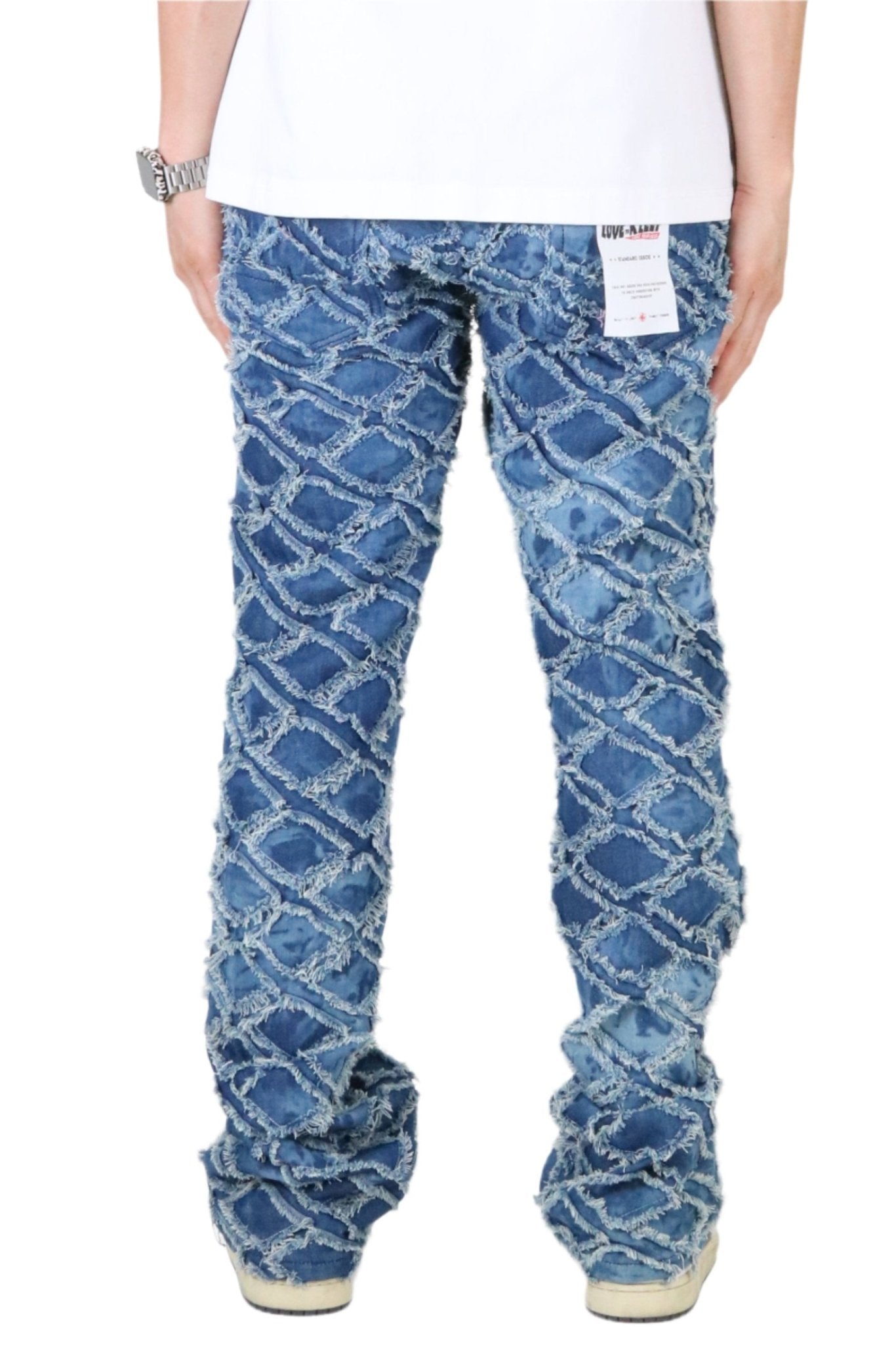 HYDRA Men's premium rip&repair flare stacked fit quilted denim pants - Love to KleepMen's PantsKLEEPLove to Kleep