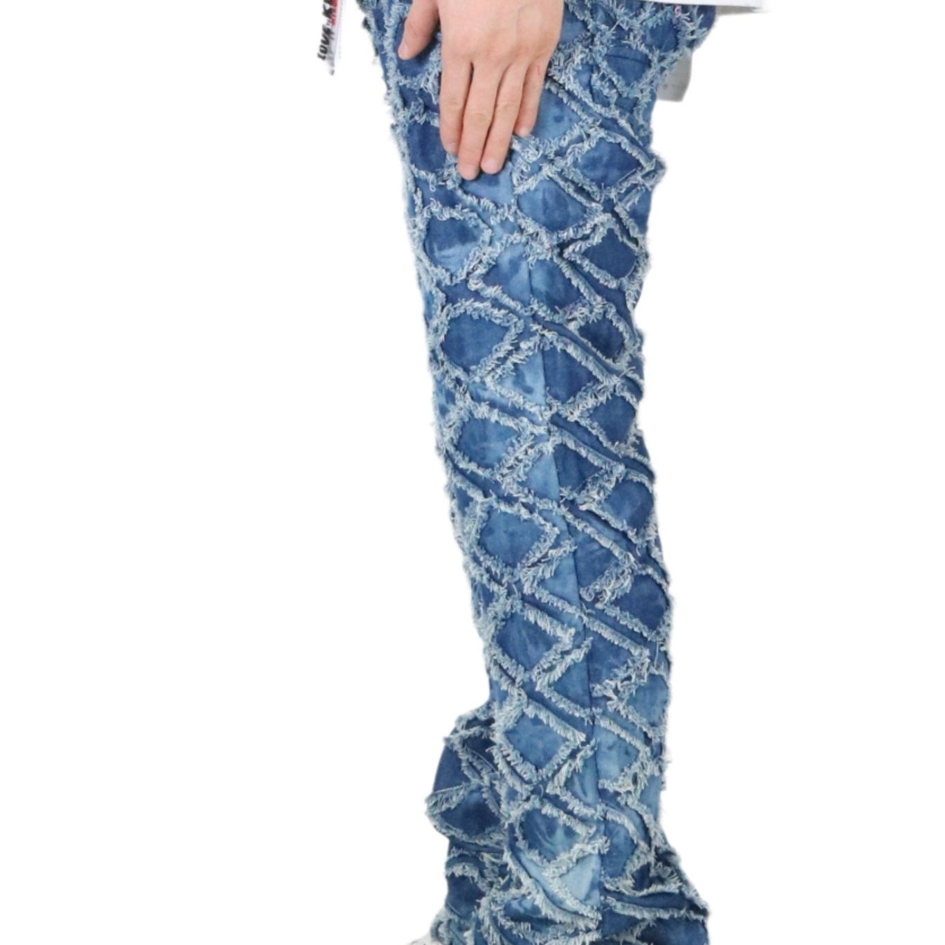 HYDRA Men's premium rip&repair flare stacked fit quilted denim pants - Love to KleepMen's PantsKLEEPLove to Kleep