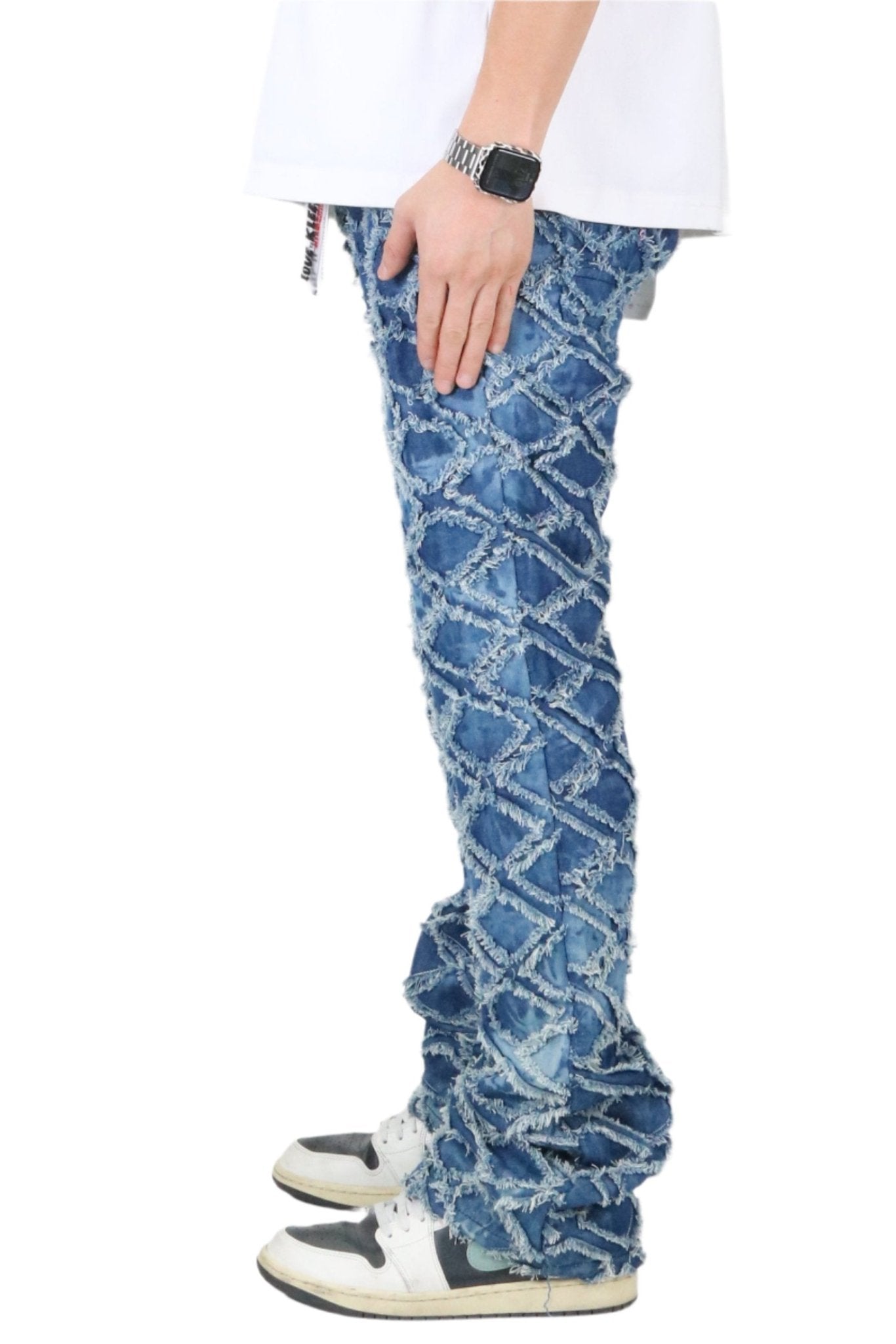 HYDRA Men's premium rip&repair flare stacked fit quilted denim pants - Love to KleepMen's PantsKLEEPLove to Kleep