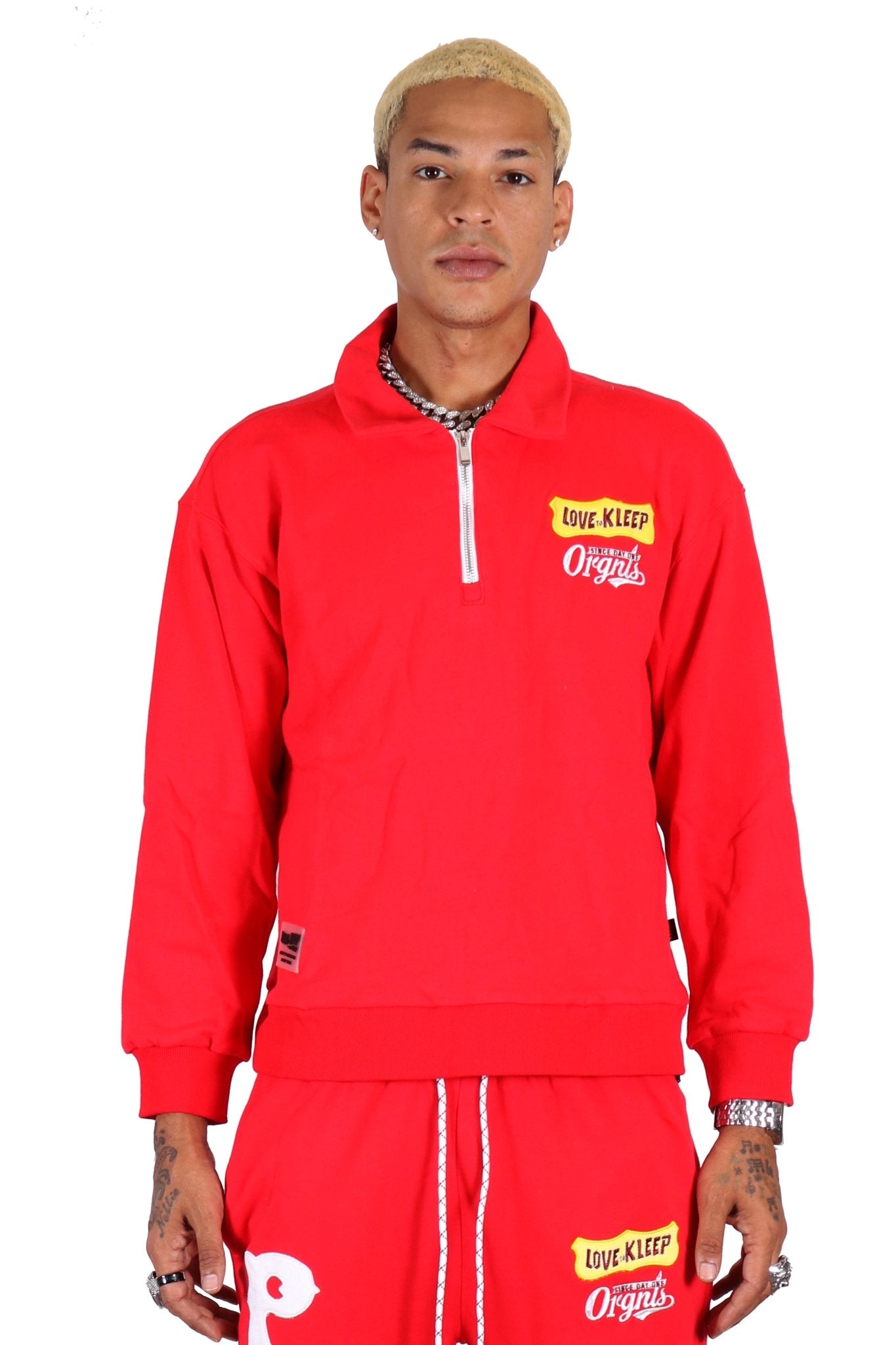 CHOL Men's premium french terry fleece top with collard & quarter zipper. - Love to KleepMen's SweatshirtKLEEPLove to Kleep