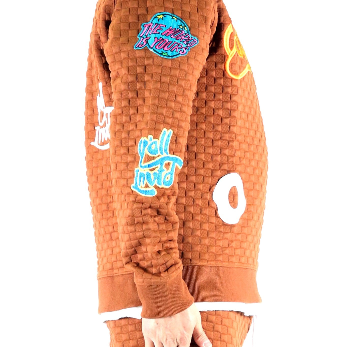 BRONCE Waffle Square Pattern crewneck pullover with patches - Love to KleepMen's SweatshirtKLEEPLove to Kleep
