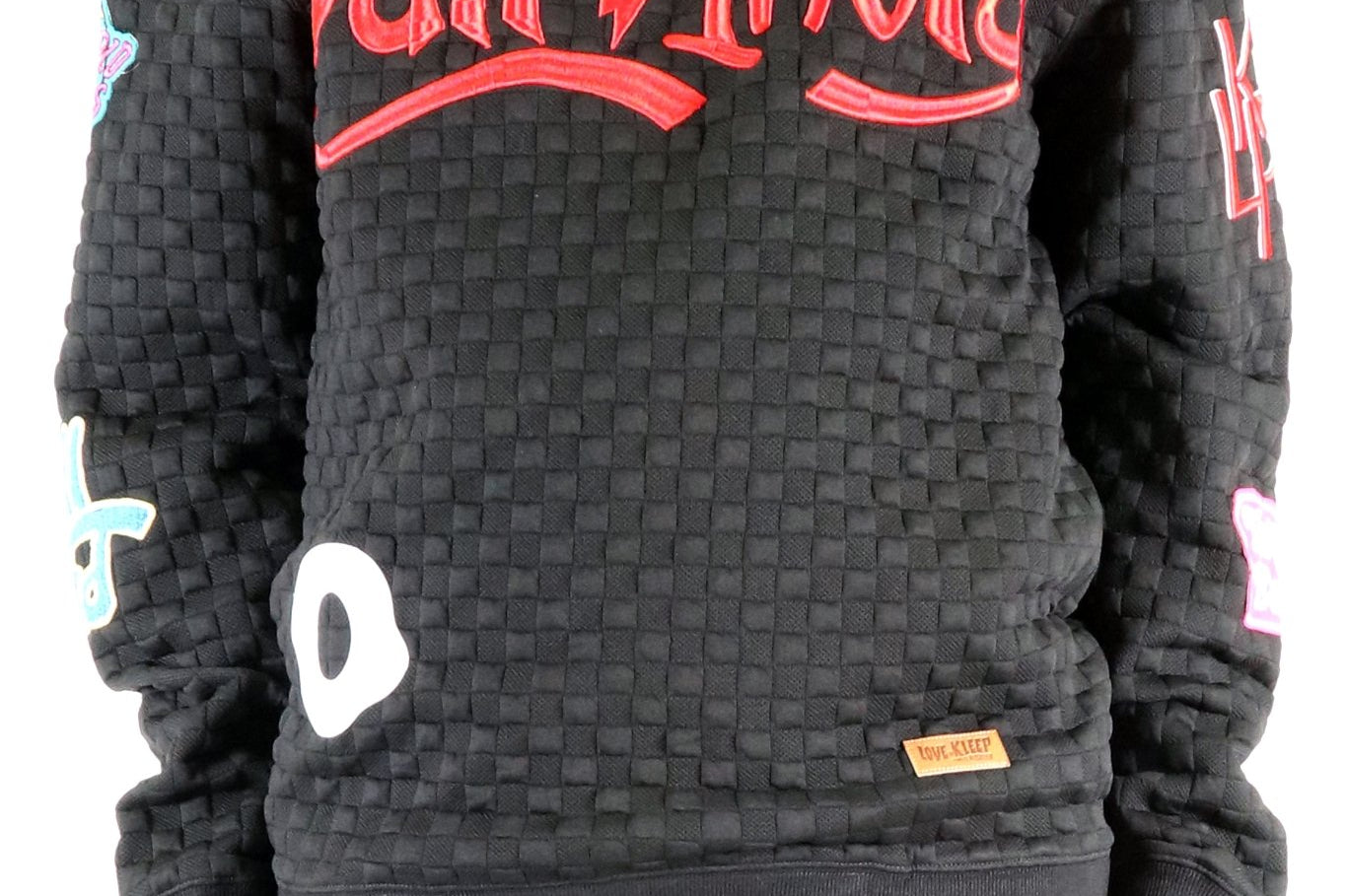 KUROI Waffle Square Pattern crewneck pullover with patches - Love to KleepMen's SweatshirtKLEEPLove to Kleep