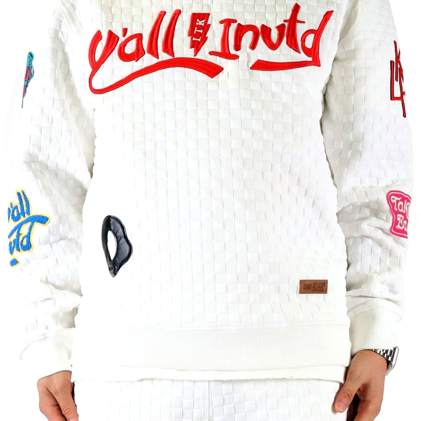 BLANCO Waffle Square Pattern crewneck pullover with patches - Love to KleepMen's SweatshirtKLEEPLove to Kleep