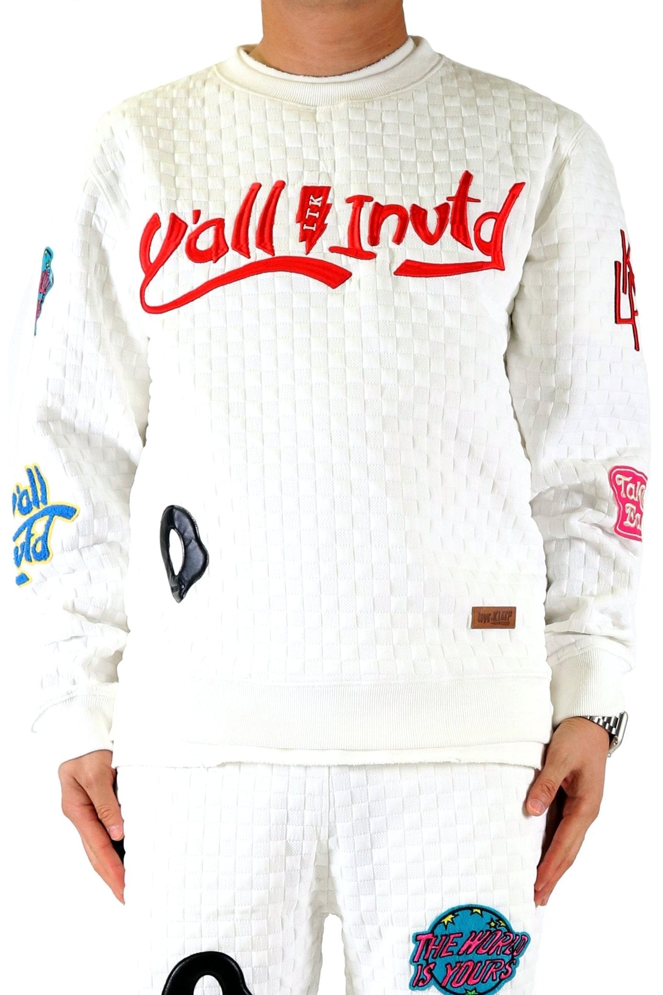 BLANCO Waffle Square Pattern crewneck pullover with patches - Love to KleepMen's SweatshirtKLEEPLove to Kleep