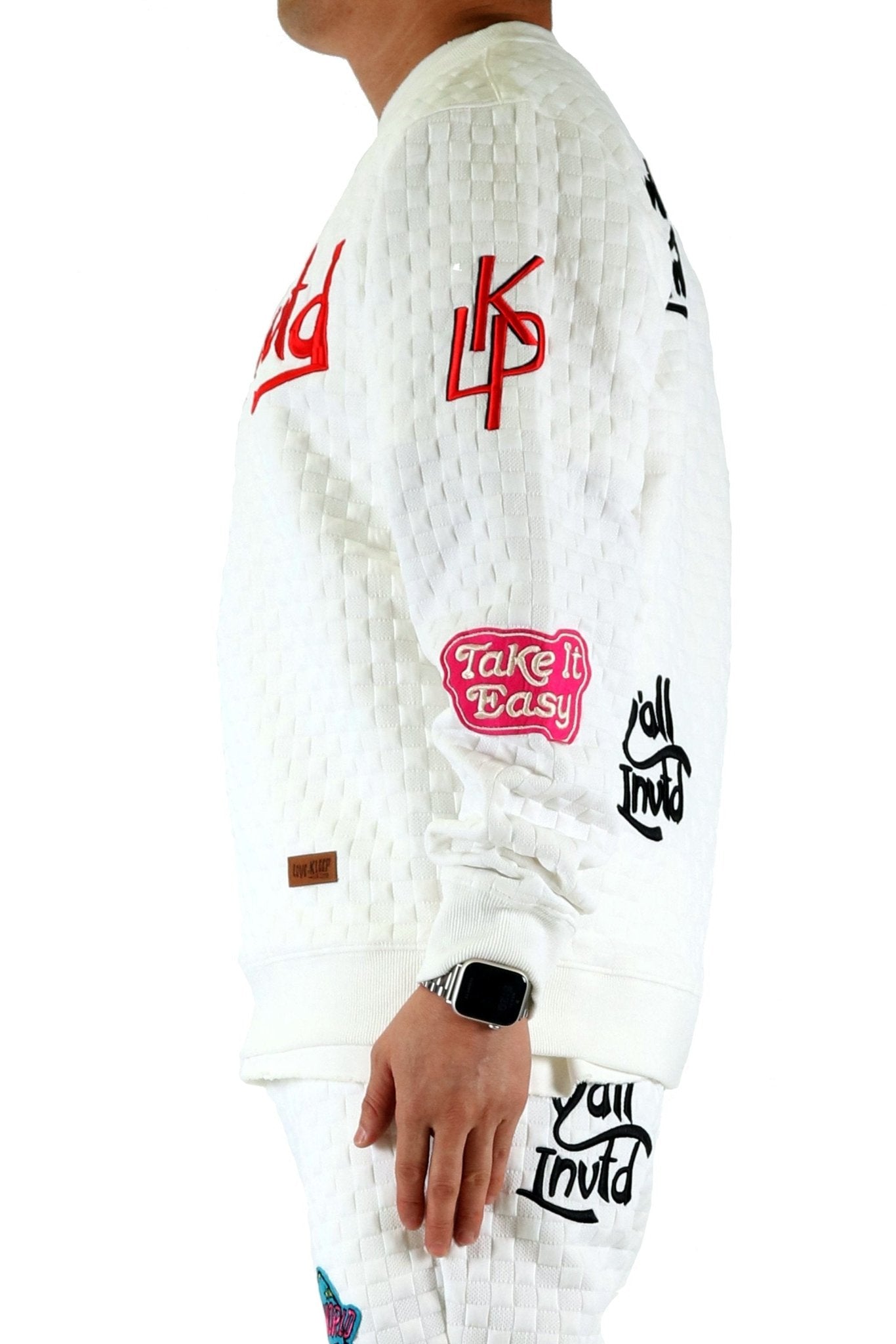 BLANCO Waffle Square Pattern crewneck pullover with patches - Love to KleepMen's SweatshirtKLEEPLove to Kleep