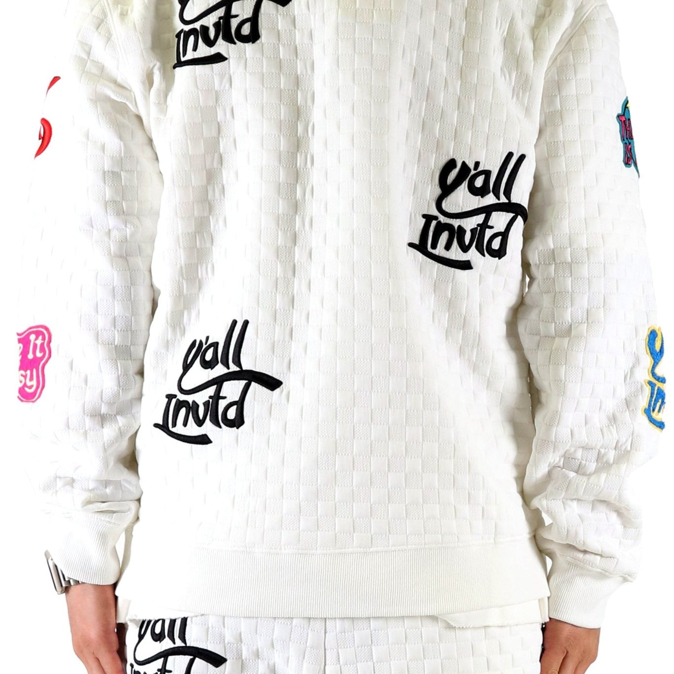 BLANCO Waffle Square Pattern crewneck pullover with patches - Love to KleepMen's SweatshirtKLEEPLove to Kleep