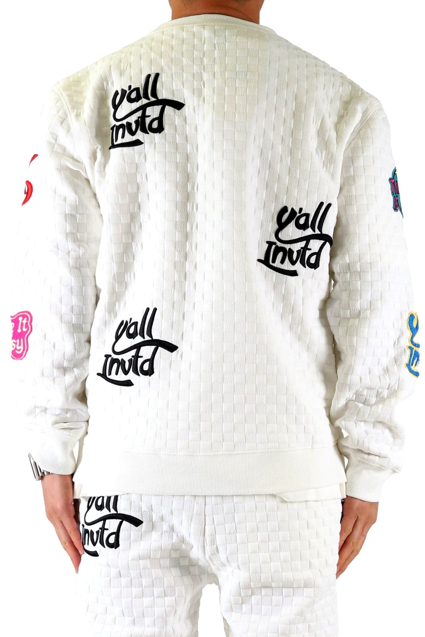 BLANCO Waffle Square Pattern crewneck pullover with patches - Love to KleepMen's SweatshirtKLEEPLove to Kleep