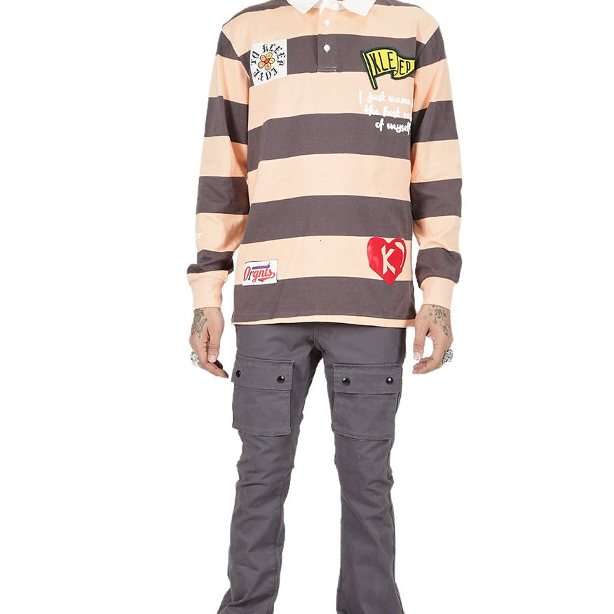 SEPIA Men's Long Sleeve Polo Shirt - Love to KleepMen's PoloshirtKLEEPLove to Kleep