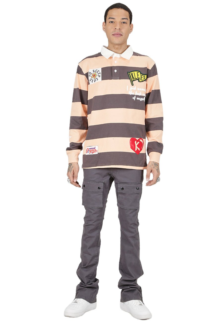 SEPIA Men's Long Sleeve Polo Shirt - Love to KleepMen's PoloshirtKLEEPLove to Kleep