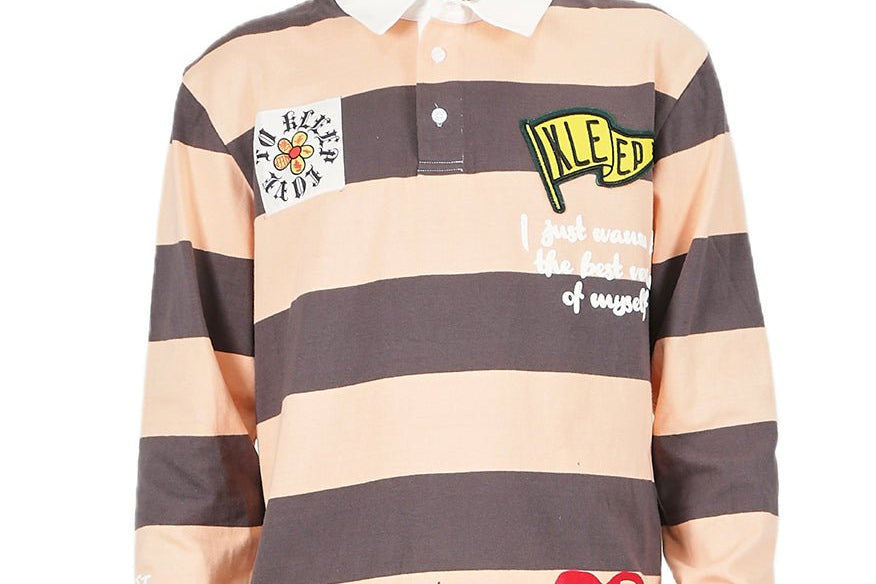 SEPIA Men's Long Sleeve Polo Shirt - Love to KleepMen's PoloshirtKLEEPLove to Kleep