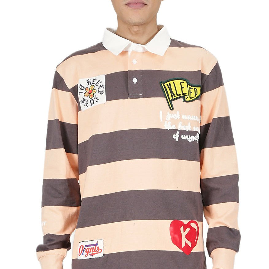 SEPIA Men's Long Sleeve Polo Shirt - Love to KleepMen's PoloshirtKLEEPLove to Kleep