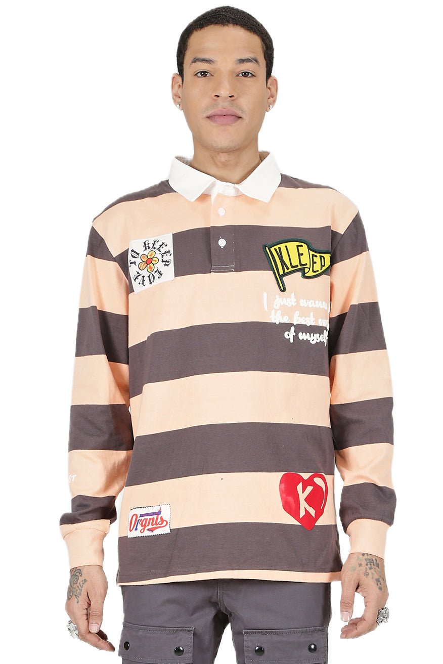 SEPIA Men's Long Sleeve Polo Shirt - Love to KleepMen's PoloshirtKLEEPLove to Kleep