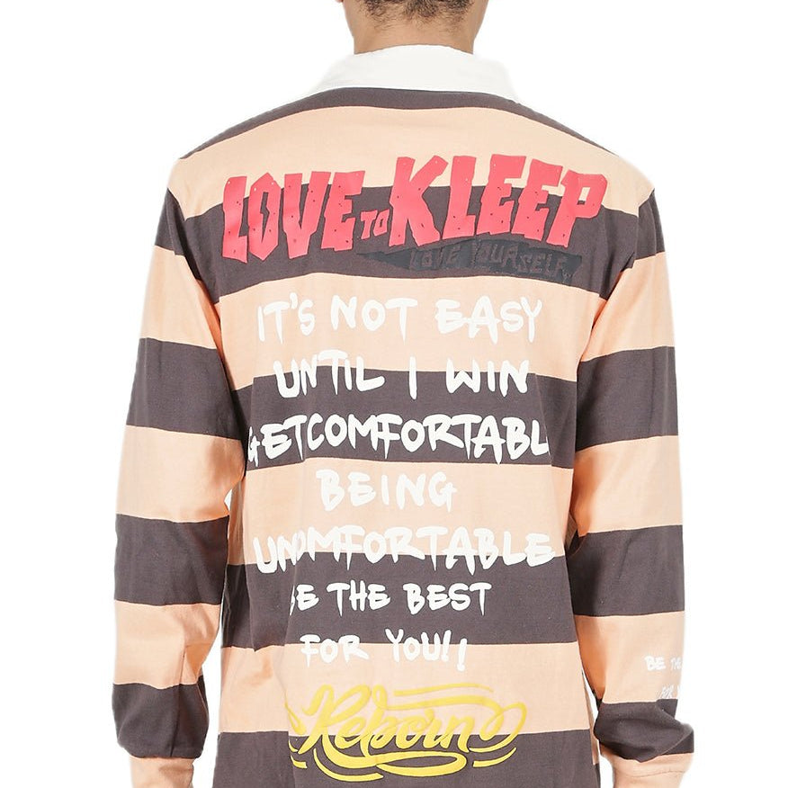 SEPIA Men's Long Sleeve Polo Shirt - Love to KleepMen's PoloshirtKLEEPLove to Kleep