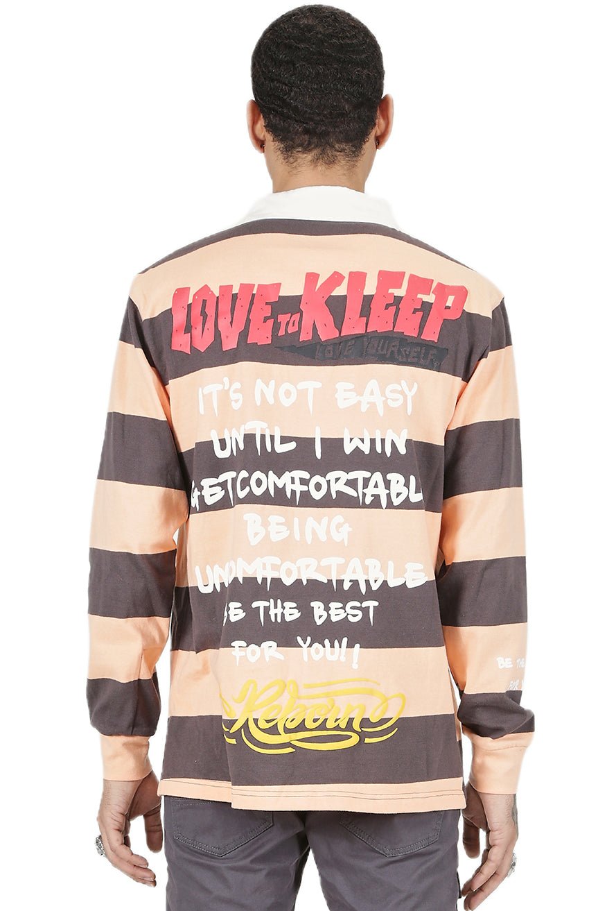 SEPIA Men's Long Sleeve Polo Shirt - Love to KleepMen's PoloshirtKLEEPLove to Kleep