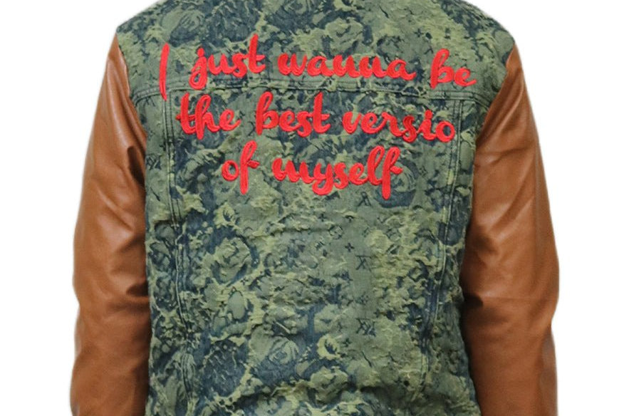 ROBIN Men's Jacquard Body with faux Leather Sleeve Varsity Jacket - Love to KleepMen's JacketKLEEPLove to Kleep