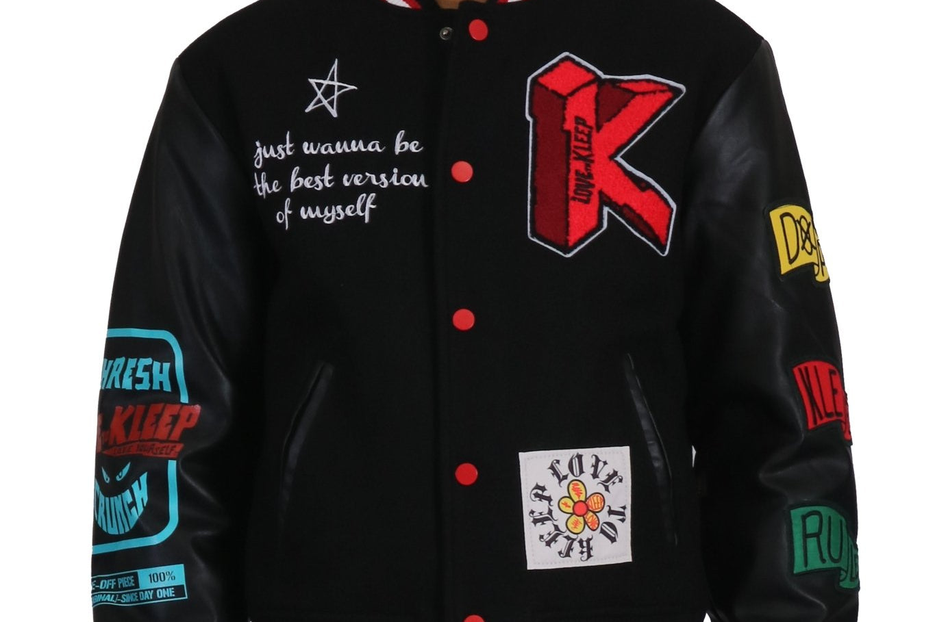 IRENE Men's Melton Body with Faux Leather Sleeve Varsity Jacket - Love to KleepMen's JacketKLEEPLove to Kleep