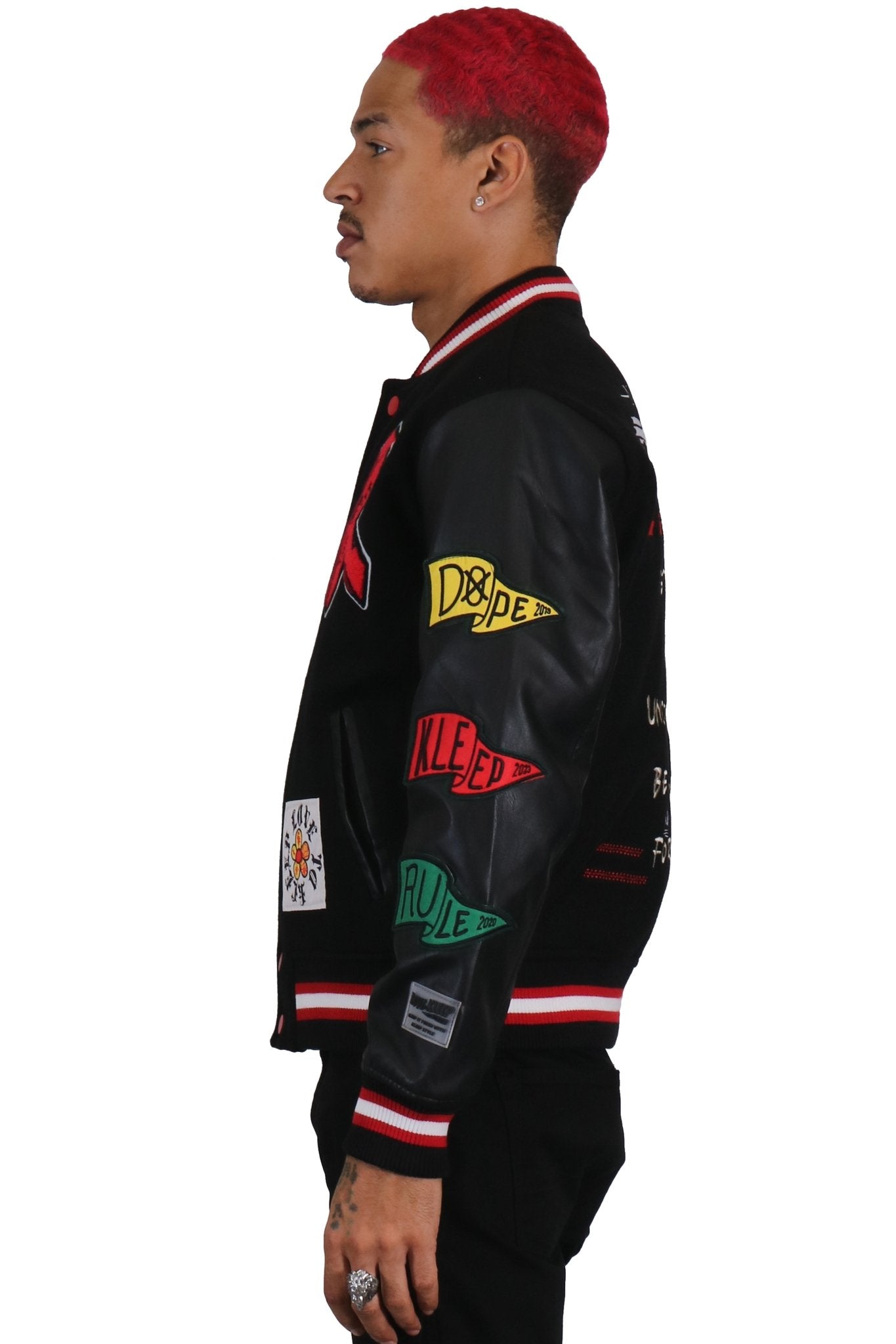IRENE Men's Melton Body with Faux Leather Sleeve Varsity Jacket - Love to KleepMen's JacketKLEEPLove to Kleep