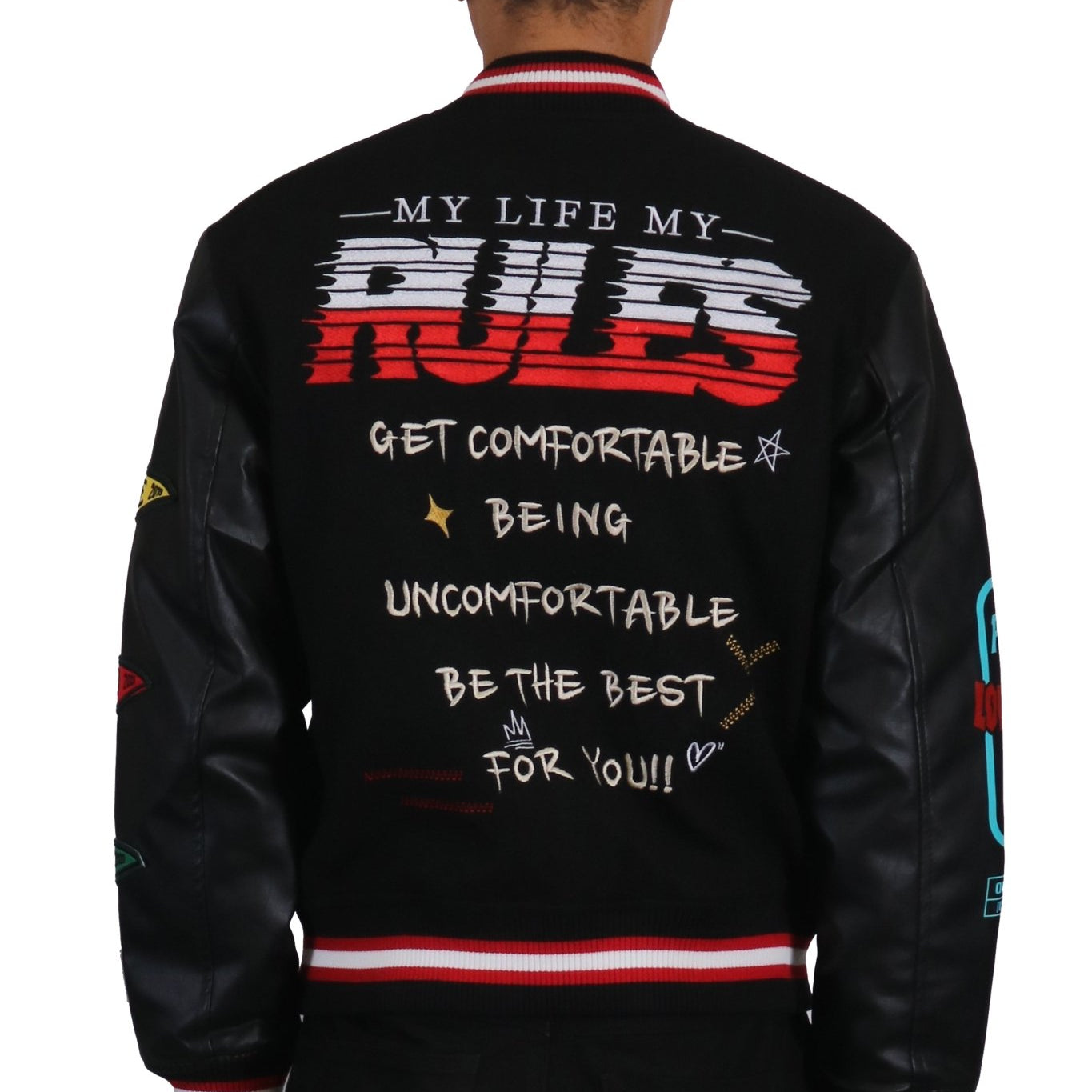 IRENE Men's Melton Body with Faux Leather Sleeve Varsity Jacket - Love to KleepMen's JacketKLEEPLove to Kleep