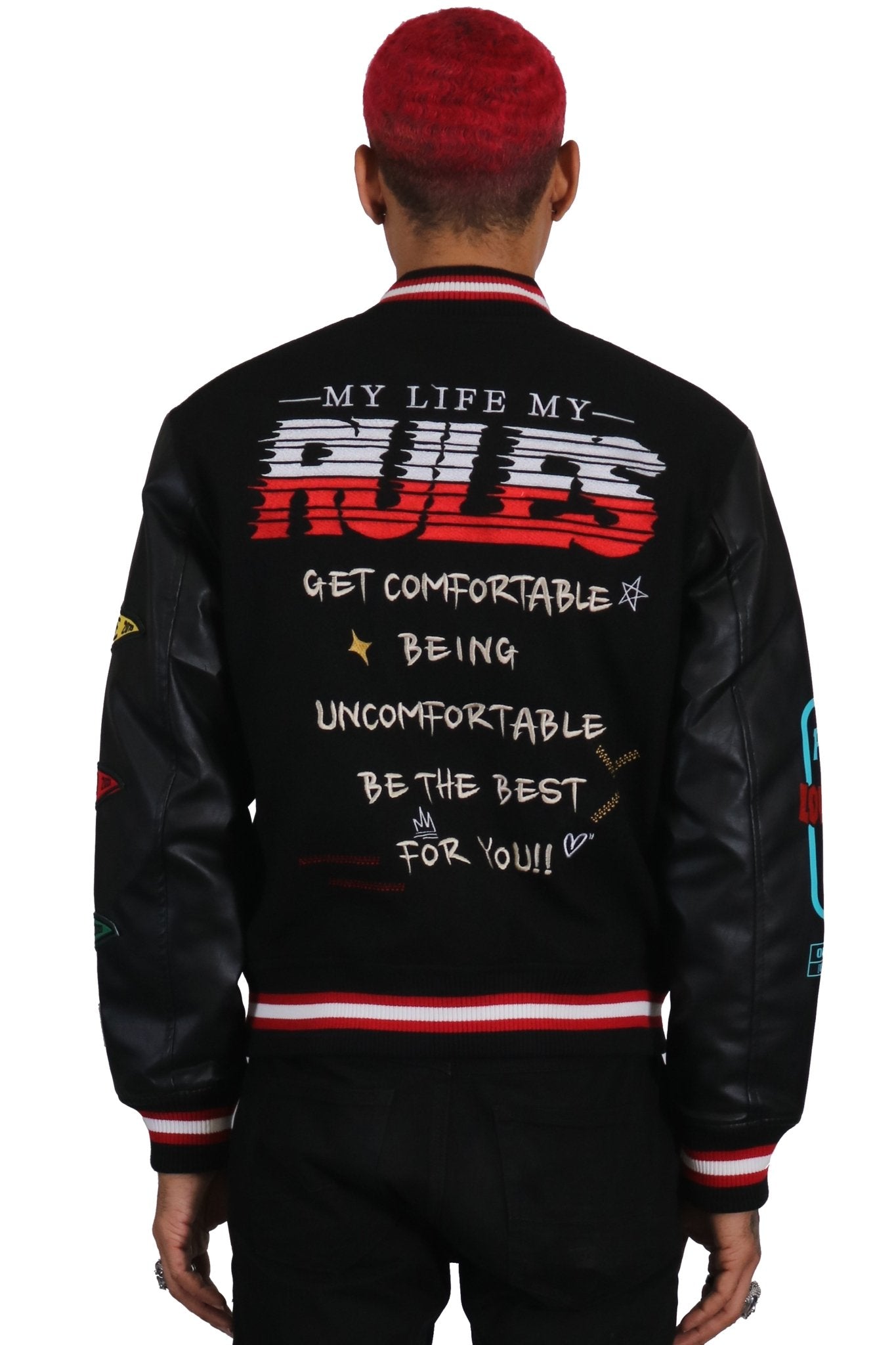 IRENE Men's Melton Body with Faux Leather Sleeve Varsity Jacket - Love to KleepMen's JacketKLEEPLove to Kleep