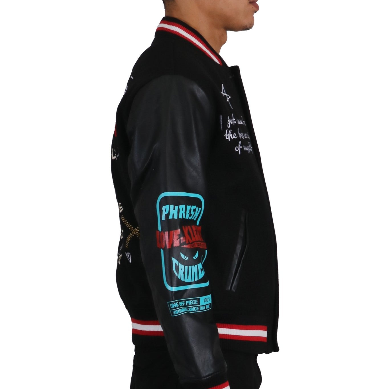 IRENE Men's Melton Body with Faux Leather Sleeve Varsity Jacket - Love to KleepMen's JacketKLEEPLove to Kleep