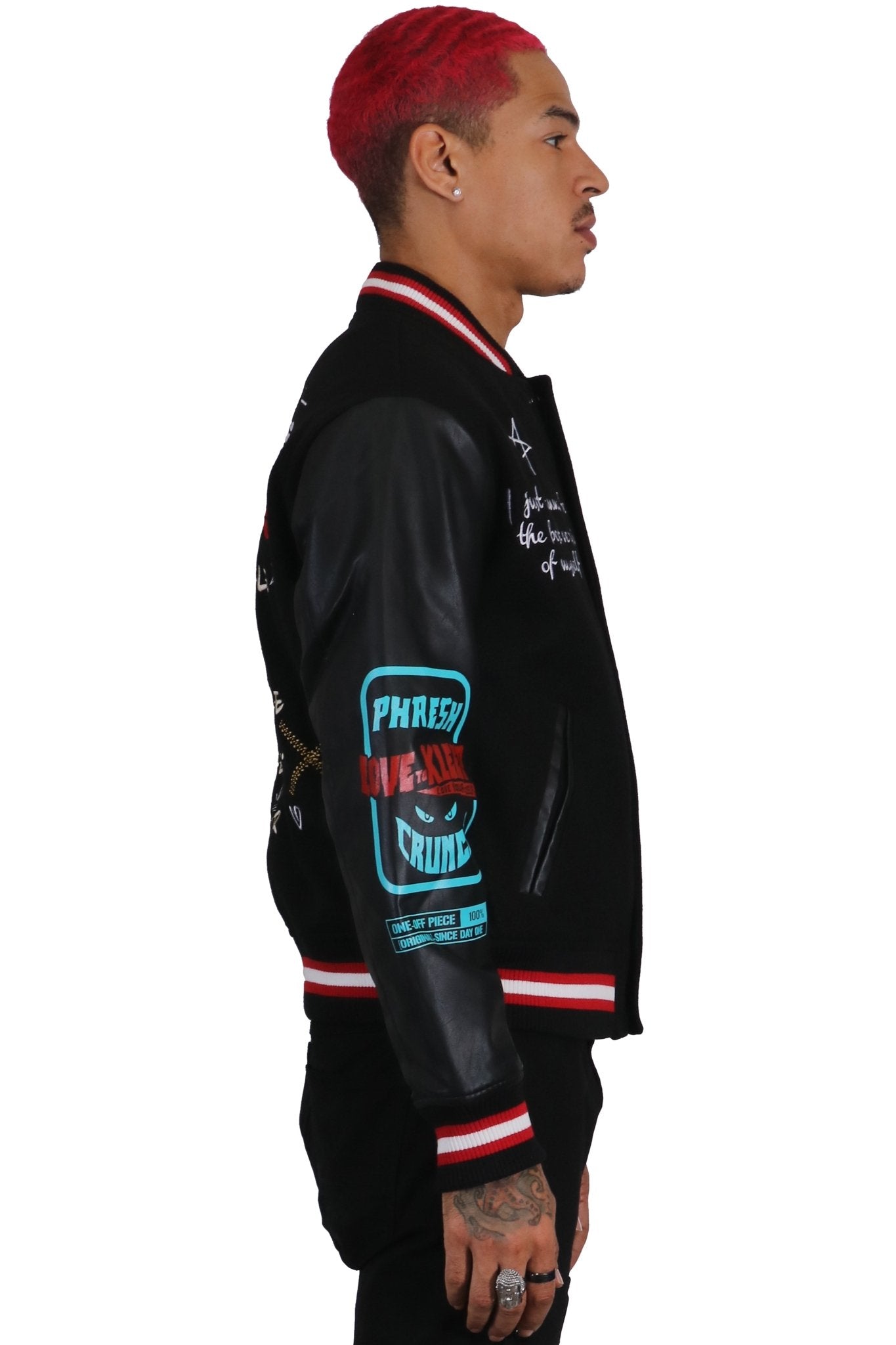 IRENE Men's Melton Body with Faux Leather Sleeve Varsity Jacket - Love to KleepMen's JacketKLEEPLove to Kleep