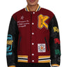 MAROON Men's Melton Body with Faux Leather Sleeve Varsity Jacket - Love to KleepMen's JacketKLEEPLove to Kleep