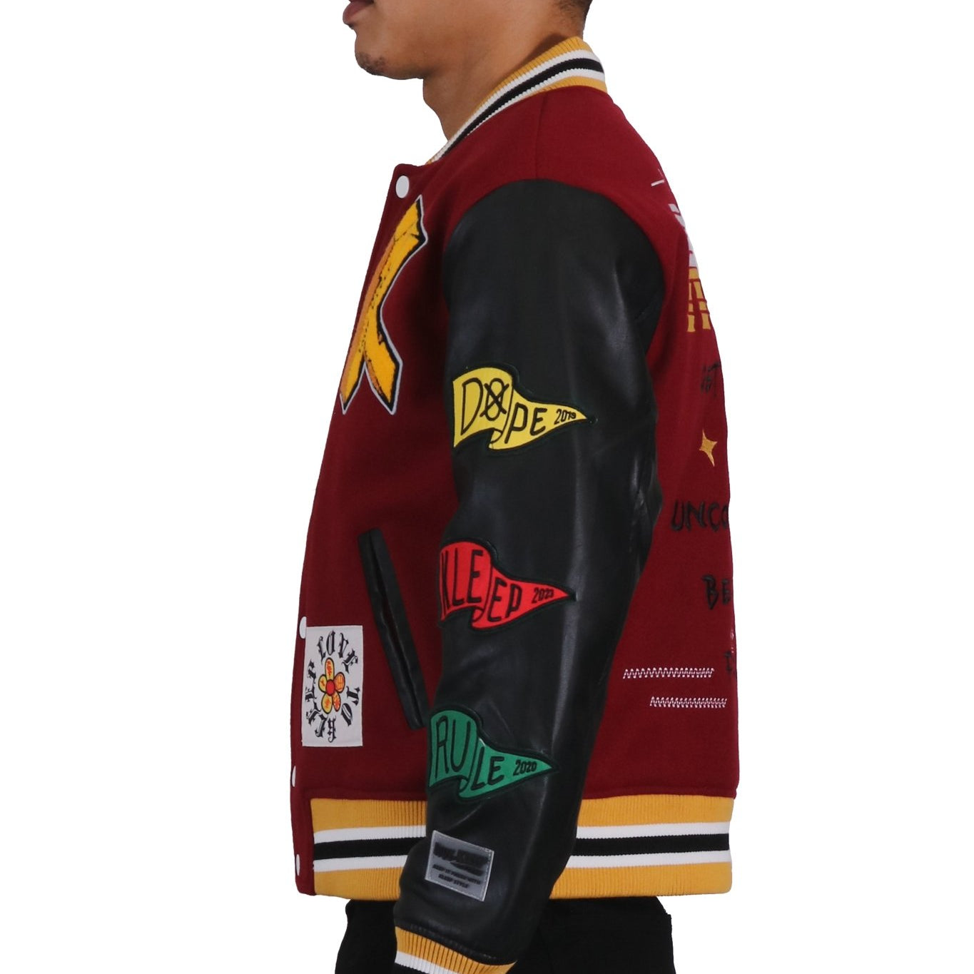 MAROON Men's Melton Body with Faux Leather Sleeve Varsity Jacket - Love to KleepMen's JacketKLEEPLove to Kleep