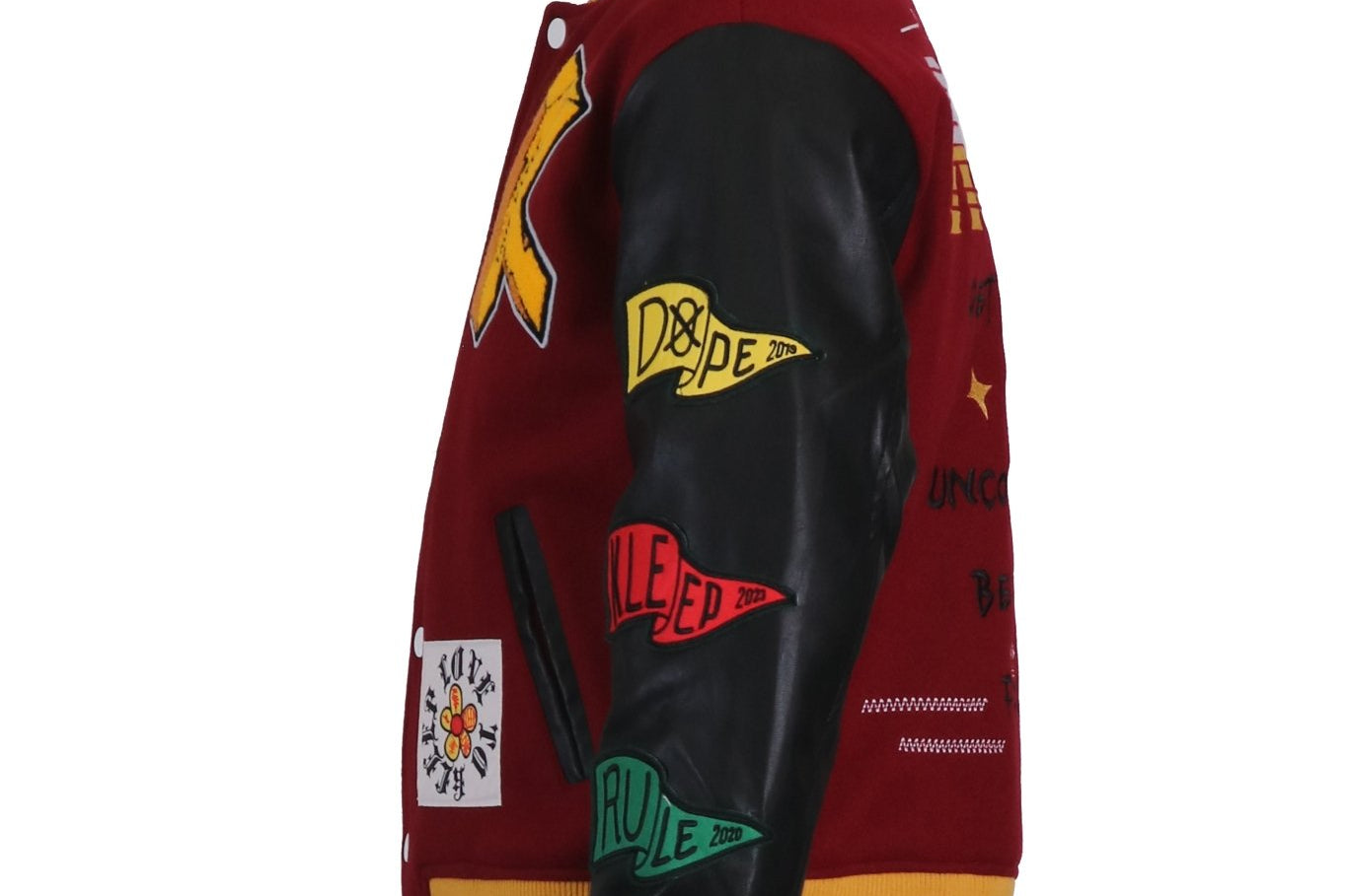 MAROON Men's Melton Body with Faux Leather Sleeve Varsity Jacket - Love to KleepMen's JacketKLEEPLove to Kleep