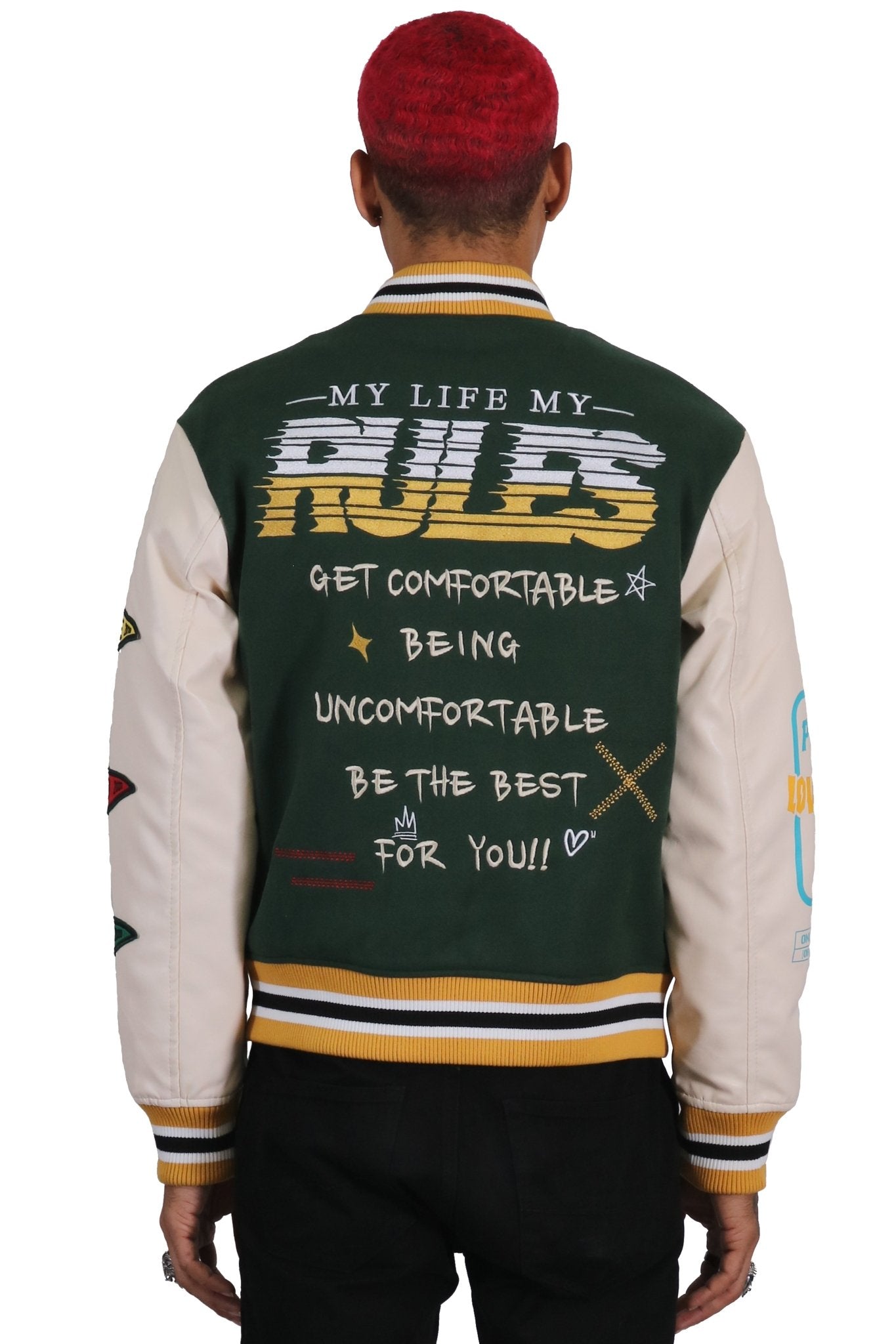 MORAINE Men's Melton Body with Faux Leather Sleeve Varsity Jacket - Love to KleepMen's JacketKLEEPLove to Kleep