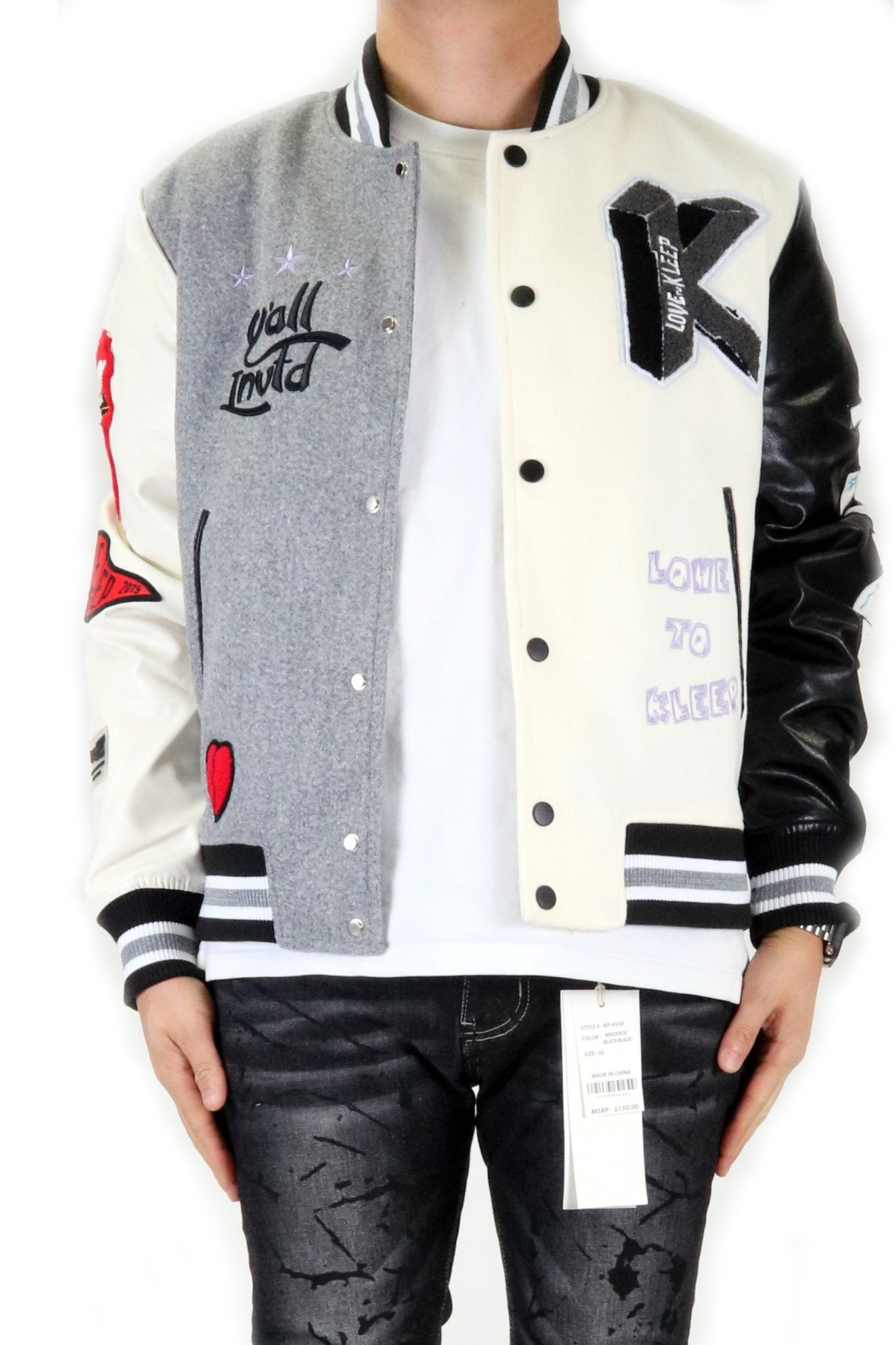 CAPELLA Men's Melton Body with Faux Leather Sleeve Varsity Jacket - Love to KleepMen's JacketKLEEPLove to Kleep