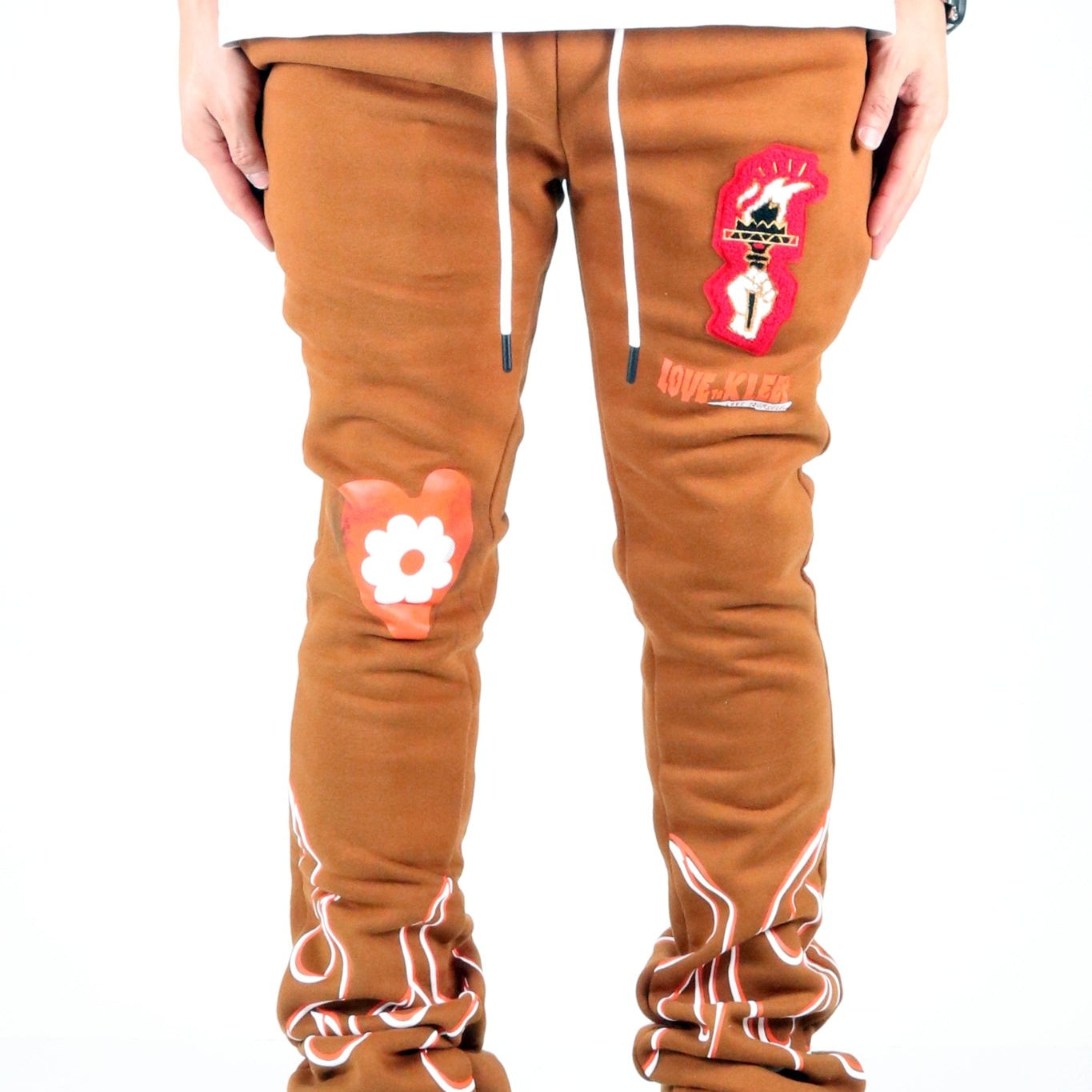 BRUNETTE Heavy weight brushed graphic skinny flare stacked pants - Love to KleepMen's SweatpantsKLEEPLove to Kleep